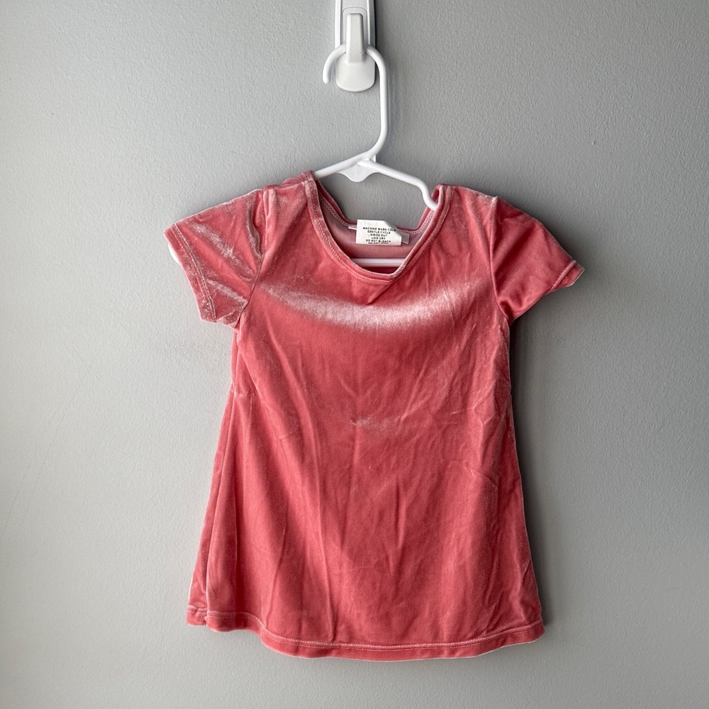 Bonnie Baby Pink Short Sleeve Velvet Dress